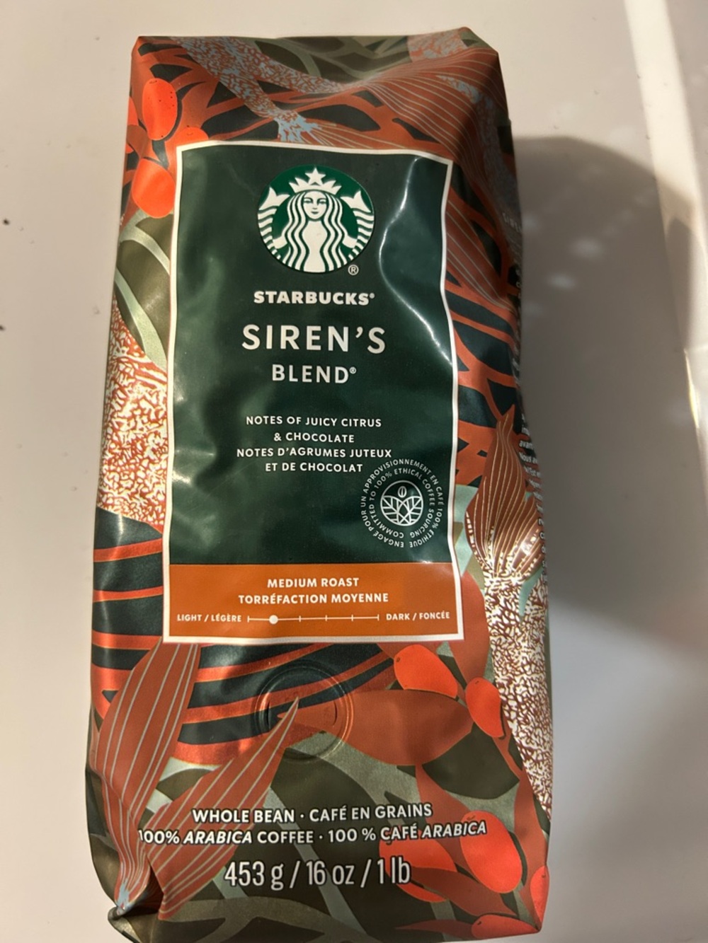 Starbucks Siren's Blend Medium Roast Coffee - Green & Rust Botanical Pack